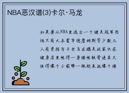 NBA恶汉谱(3)卡尔·马龙